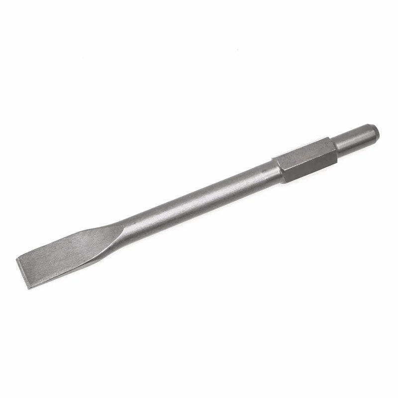 Flat tip chisel bit with 1-1/8 inch hex shank for breaking concrete