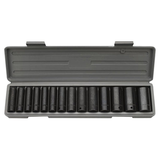 Impact Socket Set Deep Well SAE Standard 1/2 Drive 15 pc. 3/8 - 1-1/4 - ToolPlanet