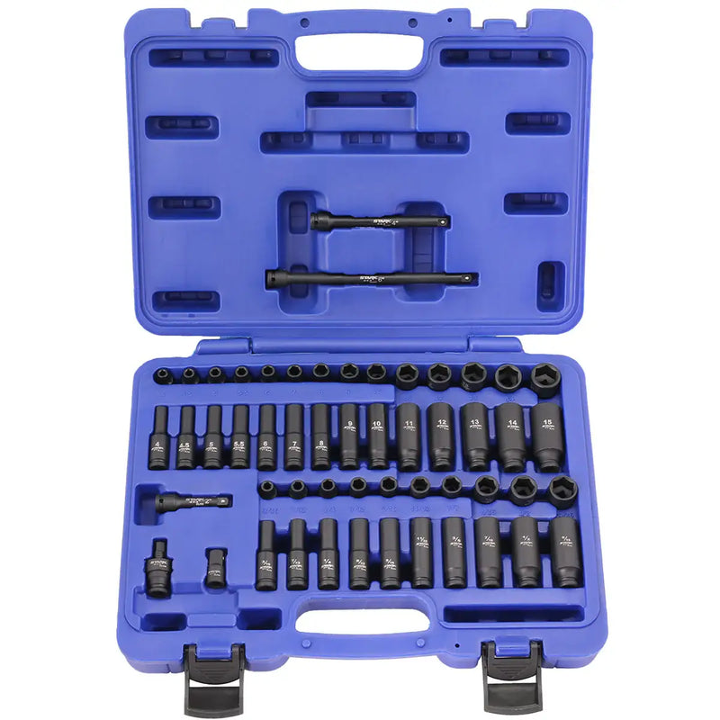 38 piece Impact Socket Set Duometric Combination SAE Metric