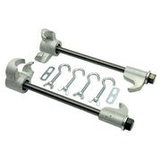 Horizontal view of the 2-piece strut compressor set with locking hardware.