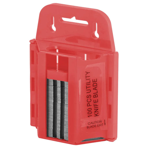 angled view of Neiko hook blade dispenser with 100 blades