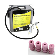 Portable handheld sandblaster 30 lb capacity for rust removal. with nozzels