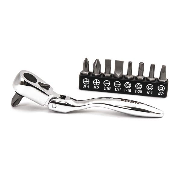 Ratchet Screwdriver Micro Flex Bit Driver 10 Pc 1/4 Titan 11212 - ToolPlanet