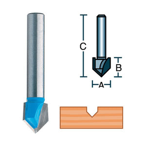 Roman Carbide 1 Inch 90 degree V groove Router Bit 1/2" Shank DC1210 - ToolPlanet