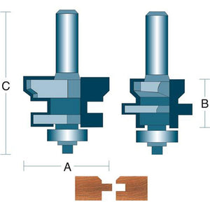 Roman Carbide 1 Inch V match Tongue and Groove Router Bit Set DC1242 - ToolPlanet