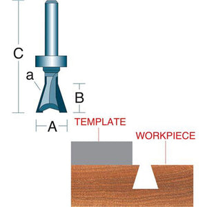 Roman Carbide 1/2 14 deg. Dovetail Pattern Router Bit 1/4 Shank DC1660 - ToolPlanet