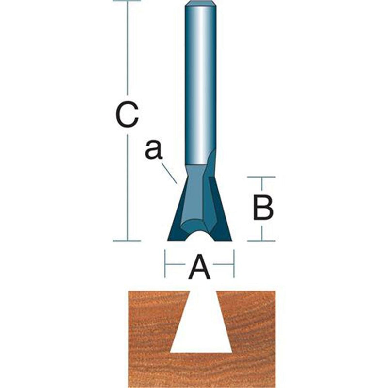 Roman Carbide 1/2 Inch 15 Dovetail Router Bit Extra Length DC1432 - ToolPlanet