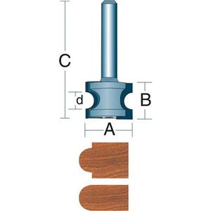 Roman Carbide 1/2 Inch Bull Nose Router Bit 1/4" Shank DC1024 - ToolPlanet