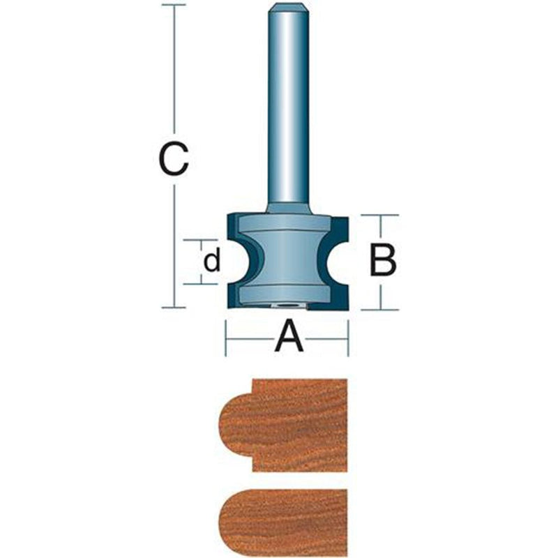 Roman Carbide 1/4 Inch Bull Nose Router Bit 1/4" Shank DC1022 - ToolPlanet