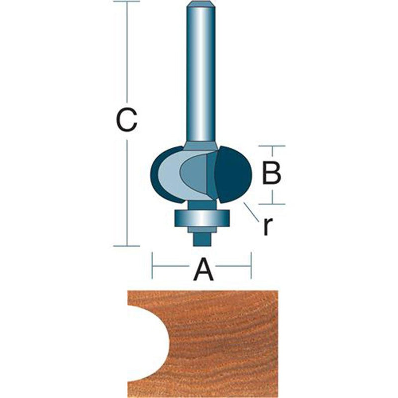 Roman Carbide 1/4 Inch Internal Radius Router Bit 1/4" Shank DC1268 - ToolPlanet