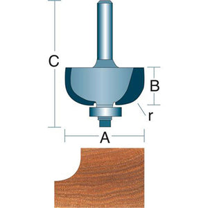 Roman Carbide 1/4 Inch Radius Cove Router Bit 1/4" Shank DC1141 - ToolPlanet