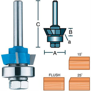 Roman Carbide 15 degree Bevel Trim Router Bit 1/2" Shank DC1093 - ToolPlanet