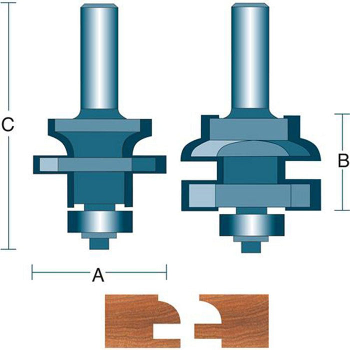 Roman Carbide 2 Pc. Quarter Round Stile Rail Router Bit Set —