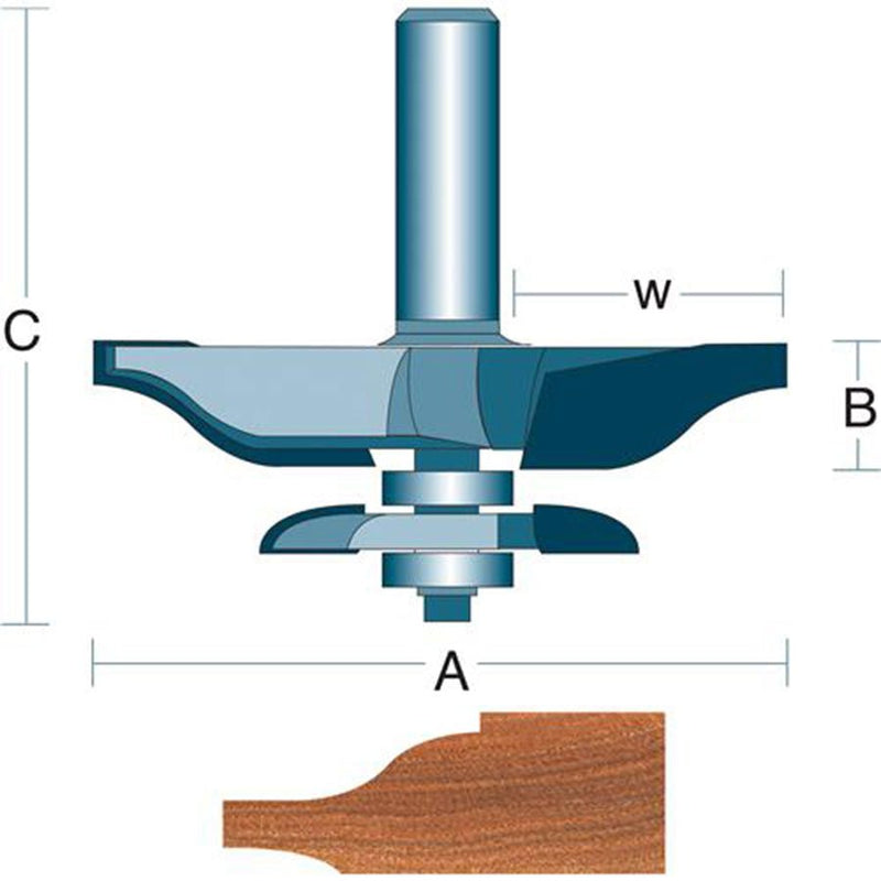 Roman Carbide 3 Inch Ogee Panel with Undercutter Router Bit DC1409 - ToolPlanet