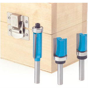 Roman Carbide 3 Pc. Straight Flush Trim Router Bit Set 1/4 DC1829 - ToolPlanet