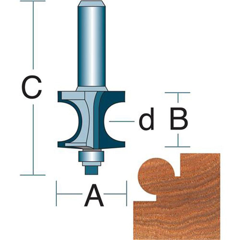 Roman Carbide 3/16 In. Corner Bead Cutter Router Bit 1/4" Shank DC1544 - ToolPlanet