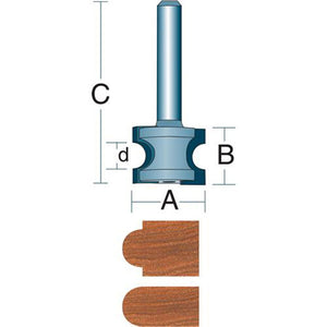 Roman Carbide 3/4 Inch Bull Nose Router Bit 1/4" Shank DC1026 - ToolPlanet