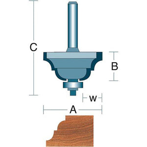 Roman Carbide 3/4 Inch Classical Router Bit 1/4" Shank DC1290 - ToolPlanet