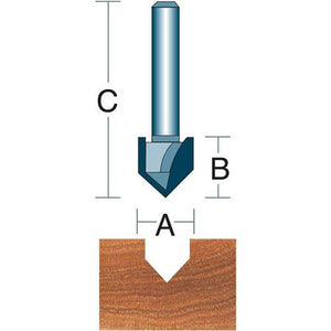 D30 Routing Bit Roman Carbide 3-8 90 degree V groove Router Bit 1-4 DC1204 - ToolPlanet