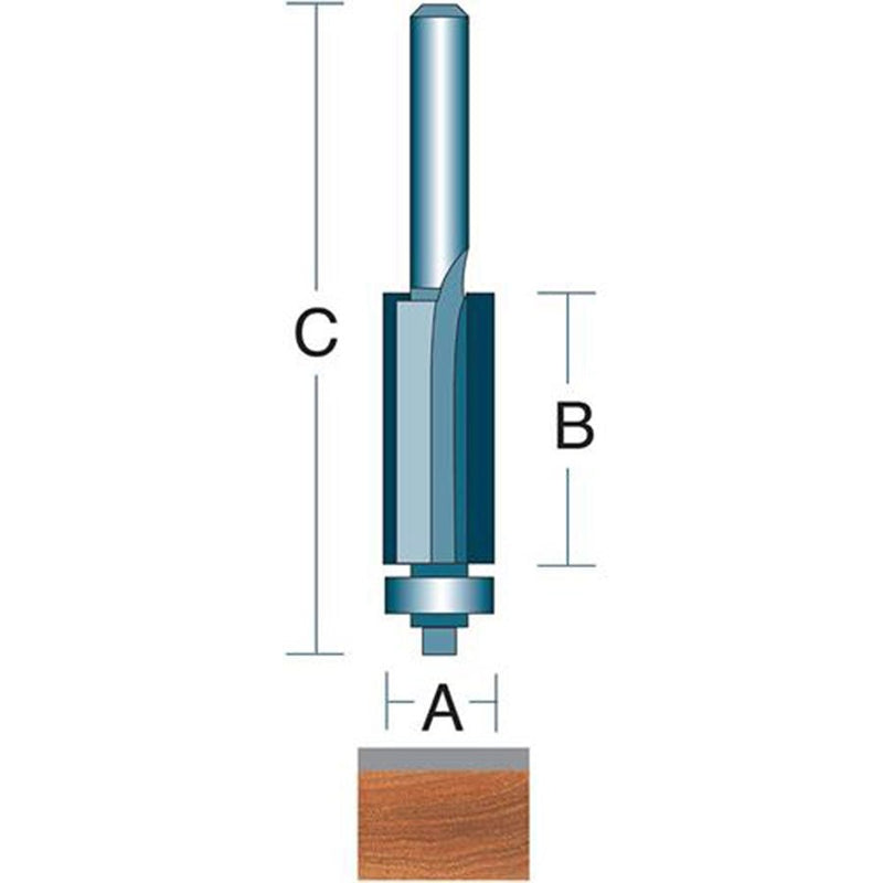 Roman Carbide 3/8 Inch Flush Trim Router Bit 1/4" Shank DC1079 - ToolPlanet