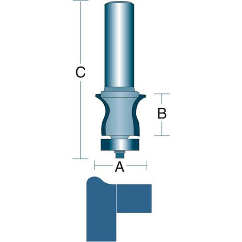 Coving Router Corian Roman Carbide Corian No Drip Edge Router Bit 1-2 DC1500 - ToolPlanet