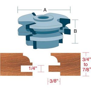 Roman Carbide Stile Rail Set Quarter Bead Cutter 3/4 Bore DC2165 - ToolPlanet