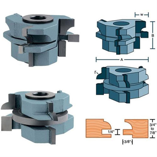 Roman Carbide Stile Rail Set Quarter Round Cutter 1-1/4 Bore DC2177 - ToolPlanet