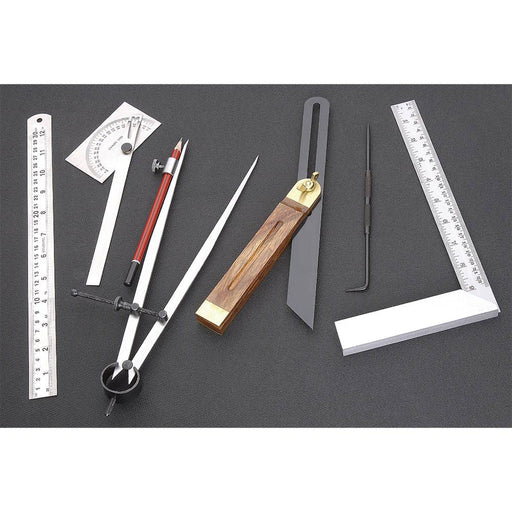 Shop Fox 7 pc. Woodworking Measuring Kit Square Gauge Protractor D4091 - ToolPlanet