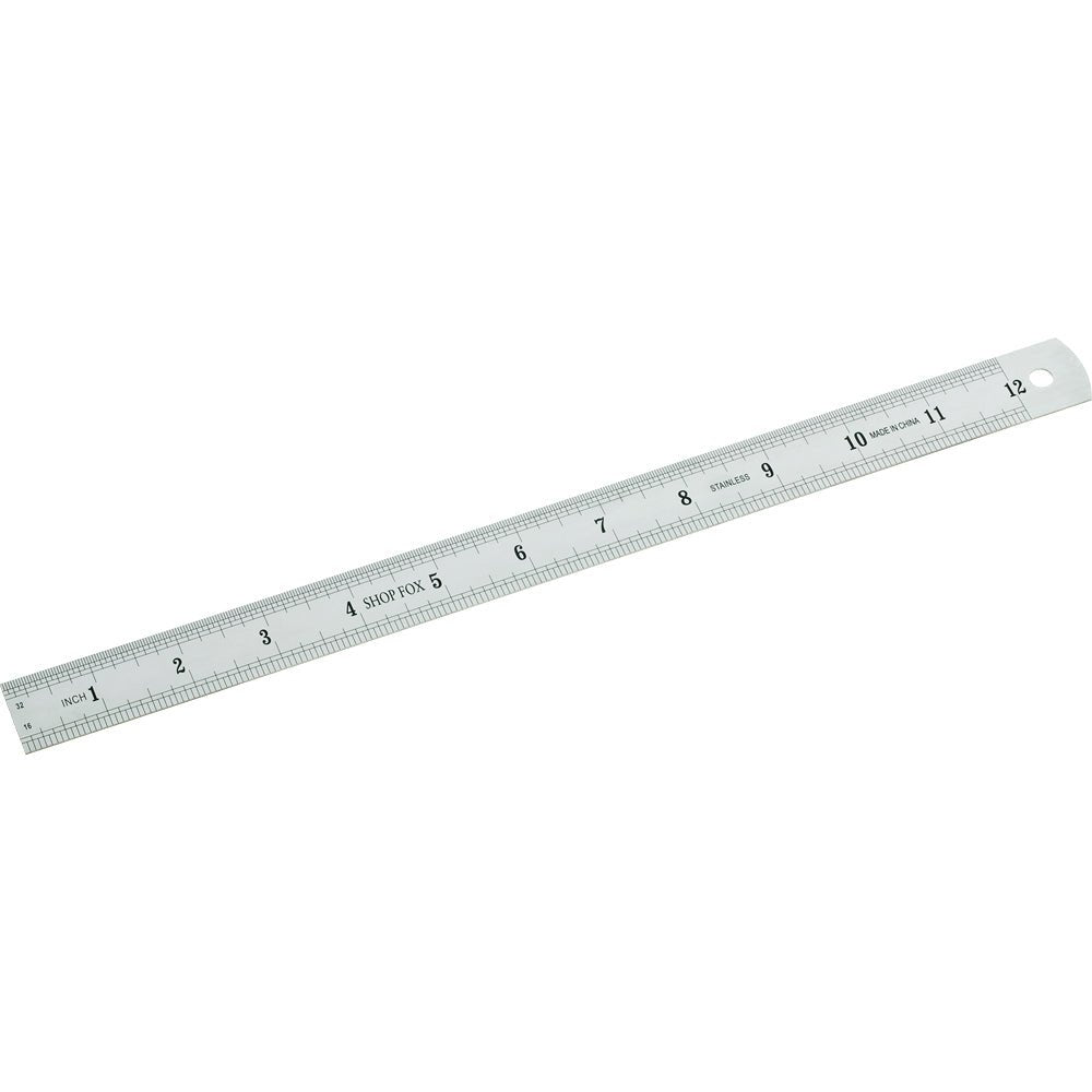 Shop Fox Stainless Ruler SAE Metric 12 D2828 - ToolPlanet
