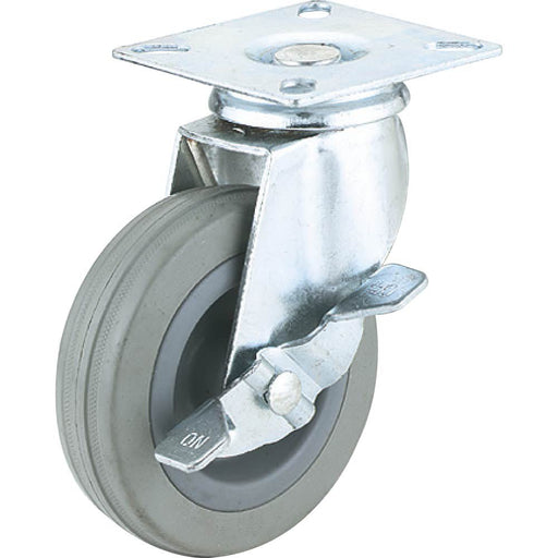 Steelex 2 Inch Caster Gray Rubber Swivel Locking Wheel 110 lbs D2593 - ToolPlanet