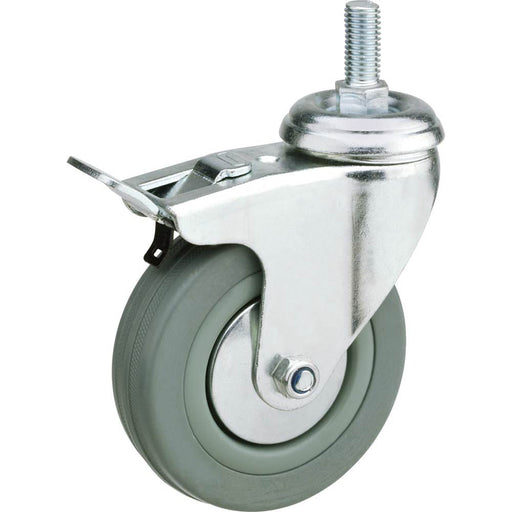 Steelex 3 In Caster Gray Rubber Swivel Plate Double Locking D2601 - ToolPlanet