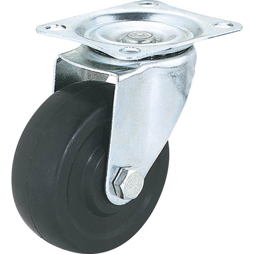 Steelex 3 Inch Swivel Wheel Caster Black Rubber 130 lbs D2623 - ToolPlanet