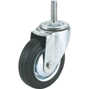 Steelex 4 Inch Caster Black Rubber Swivel Wheel Stud 150 lbs D2543 - ToolPlanet