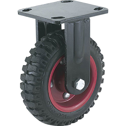 Steelex 8 Inch Caster Black Rubber Knobby Fixed Wheel 440 lbs D2579 - ToolPlanet