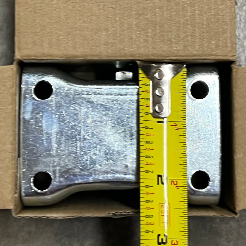 Tape measure showing the 1-1/2 inch center to center mounting hole width on the Steelex D4176 caster.