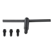 T-handle chuck key and three mounting screws included with the Steelex lathe chuck.