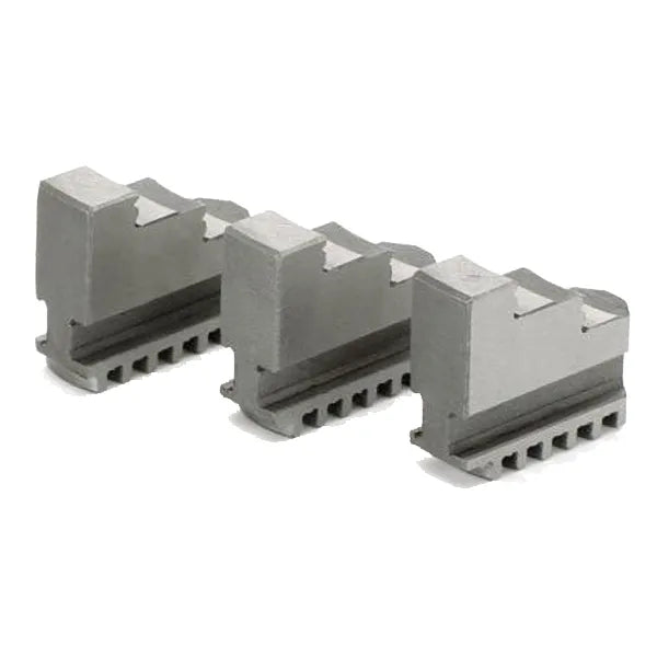 Close-up of the included set of hardened steel stepped jaws for the Steelex 3-jaw self-centering chuck