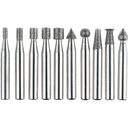 Steelex Plus Diamond Burr Set 10 pc 1/4 Inch Shank D2470 - ToolPlanet