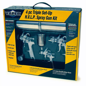 Titan Tools 4 Pc HVLP Triple Setup Spray Gun Kit 19220 - ToolPlanet