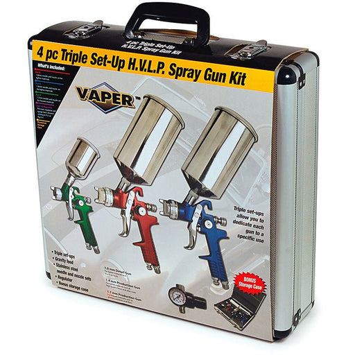 Titan Tools 4 Pc HVLP Triple Setup Spray Gun Kit 19221 - ToolPlanet