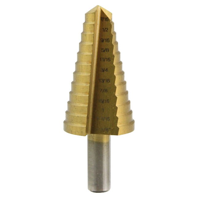 Titanium Step Drill Bit SAE Metal 7/16 - 1-1/8 Inch - ToolPlanet
