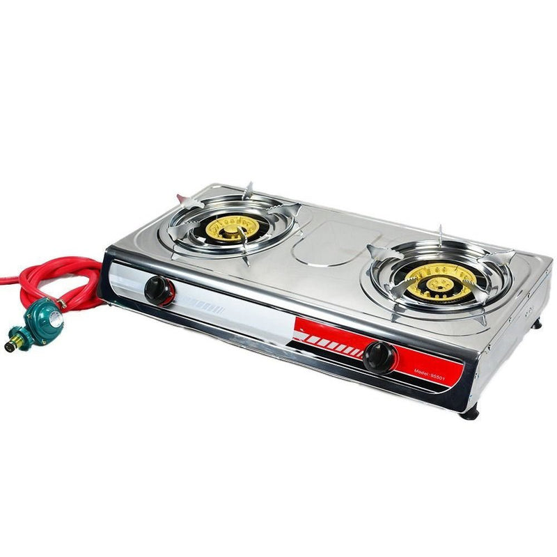 Two Burner Propane Stove | Small Portable Gas Stove Range LP Camping - ToolPlanet