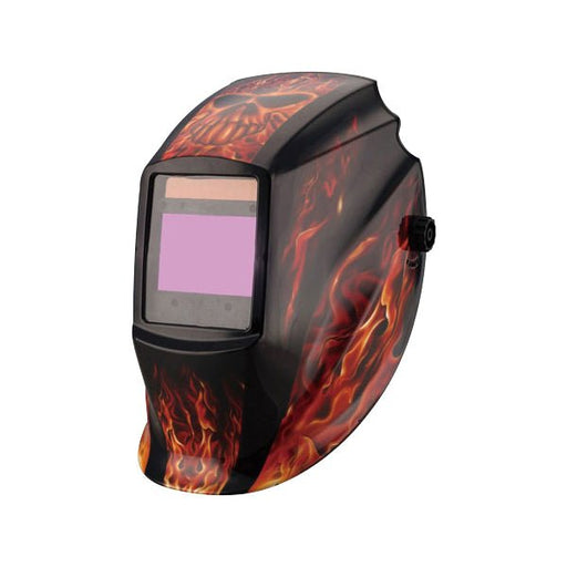 Welding Helmet Auto Darkening Solar Power Fast Dark Flame Skull - ToolPlanet