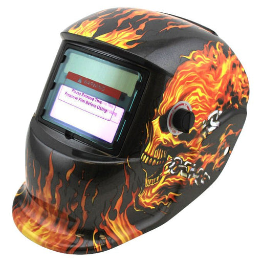 Welding Helmet Auto Darkening Solar Power Fast Dark Ghostrider Design - ToolPlanet