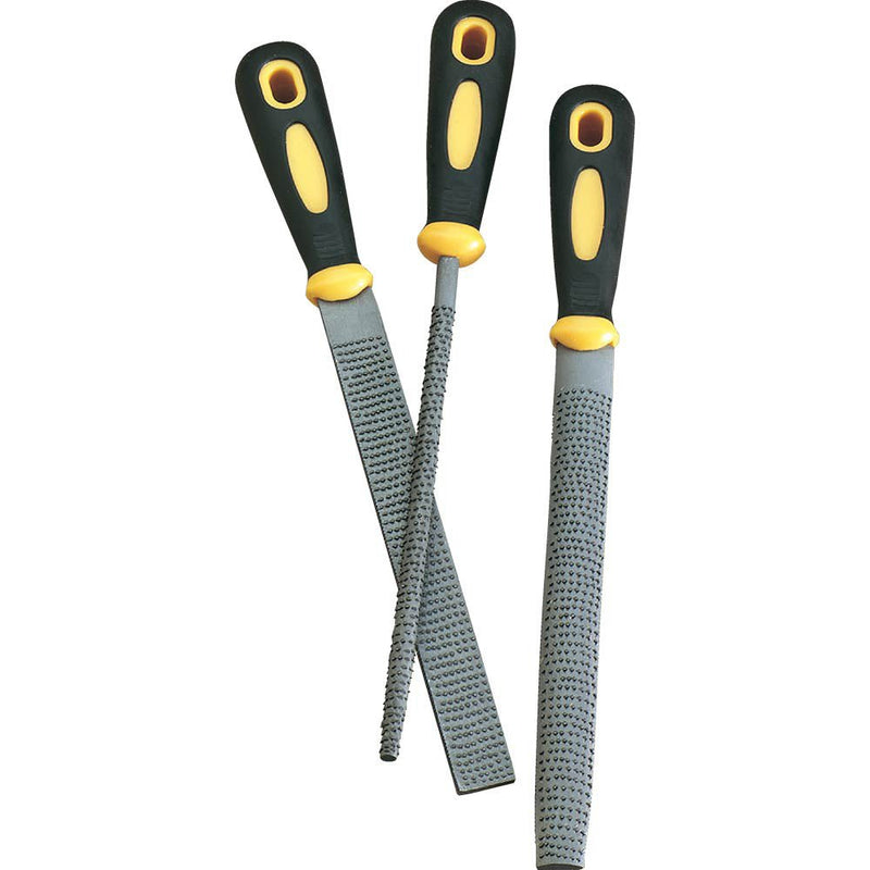 Woodstock 3 Pc. Wood Rasp Set with Rubber Handles D3113 - ToolPlanet